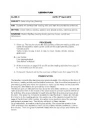 English worksheet: lesson plan (using OHP)