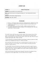 English Worksheet: lesson plan (using video)