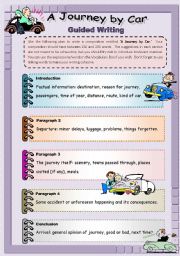 English Worksheet: A Journey by Car - Guided Writing 