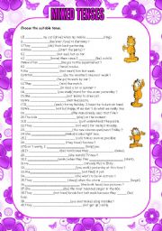 MIXED TENSES ( 40 SENTENCES-KEY INCLUDED)