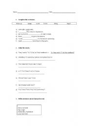 English worksheet: Exam: Present simple, Past simple, reading/wirting, 