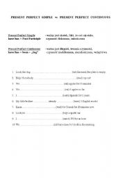 English worksheet: present perfect vs present perfect cont