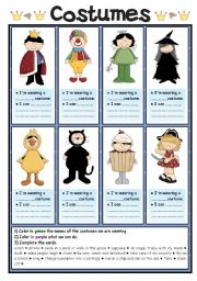 English Worksheet: Costumes (2/2)