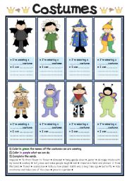 English Worksheet: Costumes (1/2)