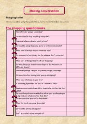 English Worksheet: Conversation : Shopping questionnaire