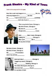 English Worksheet: Frank Sinatra - My Kind of Town (Chicago) and short biography