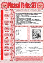 English Worksheet: Phrasal Verbs: SET- Strawberry Design