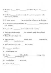 English Worksheet: Speaking exercise: ailments