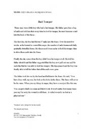 English worksheet: bad temper