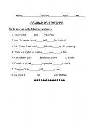 English worksheet: Comparison Exercise