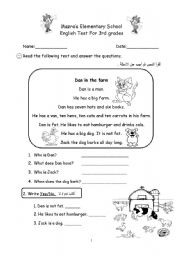 English Worksheet: Reading comprehension