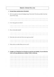 English Worksheet: Listening comprehension: dinner for one