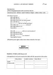 English worksheet: Lesson 11: Life Without Parents