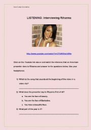 English Worksheet: Interviewing Rihanna