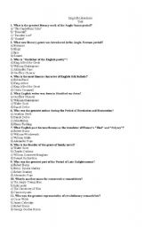 English Worksheet: English Literature. Test.