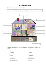 English Worksheet: The rooms in a house