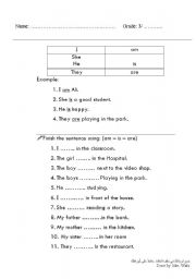 English worksheet: verb to be