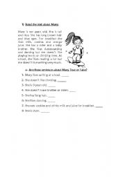 English Worksheet: True or False 