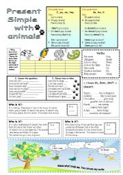 English Worksheet: Present Simple with animals
