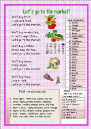 English Worksheet: Lets go to the market!
