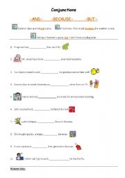 English worksheet: Conjunctions_and_because_but