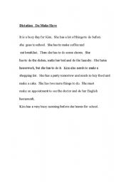 English Worksheet: Dictation of have/be/to verbs