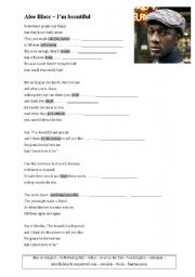 English Worksheet: Aloe Blacc - Im beautiful