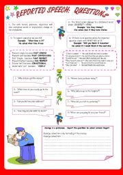 English Worksheet: REPORTED SPEECH: QUESTIONS