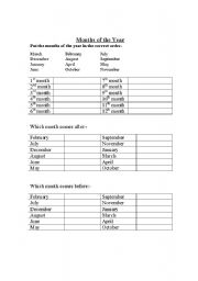 English Worksheet: months of the year