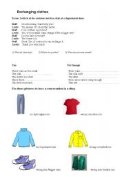 English worksheet: Exchanging clothes