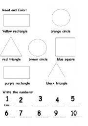 English Worksheet: read and color