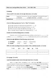 English worksheet: Mock exam