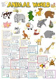 English Worksheet: ANIMAL WORLD (B&W)