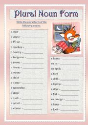 English Worksheet: Write the plural