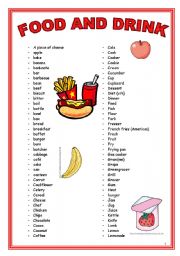 English Worksheet: FOOD AND DRINK