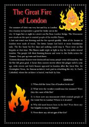 English Worksheet: The Great Fire of London - Reading Comprehension