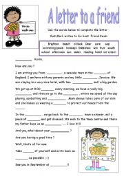 English Worksheet: A LETTER TO A FRIEND