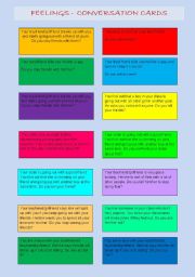 English Worksheet: Feelings - speaking cards