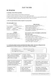 English Worksheet: Just the job - speaking and writing