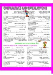 English Worksheet: COMPARATIVES AND SUPERLATIVES II