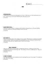 English Worksheet: About Me