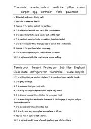 English Worksheet: Vocabulary Game