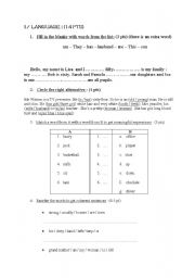 English worksheet: language exercices for beginners ( 7th form)