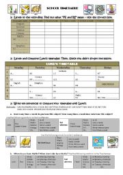 English Worksheet: Listen to Luke�s timetable + guided writing to compare two school timetables - *FULLY EDITABLE + KEY ANSWERS*