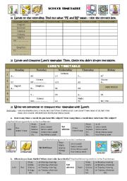 English Worksheet: Listen to Lukes timetable + guided writing to compare two school timetables - *FULLY EDITABLE + KEY ANSWERS*