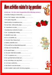 English Worksheet: Tasks about tag questions