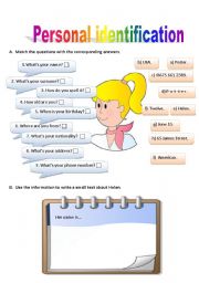 English Worksheet: Personal ID