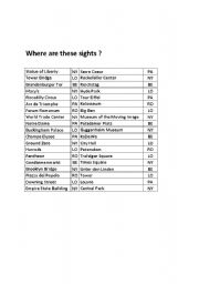 English worksheet: Where are these sights ?   Solution