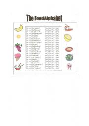 English worksheet: the food alphabet