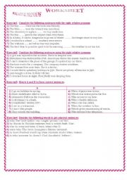 English Worksheet: relative pronouns